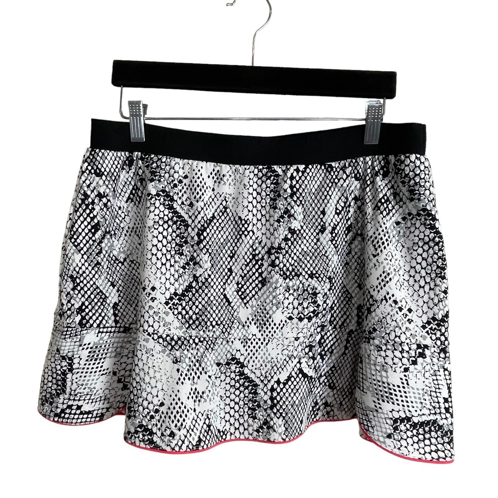 Tail Skort Flounce‎ Snake Print Skirt  Black White Red Trim Size L